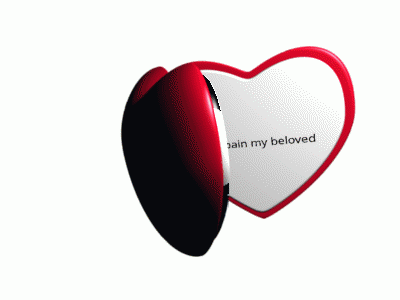 A Heart Shaped Mirror With The Words Back Pain My Beloved Written On It GIF