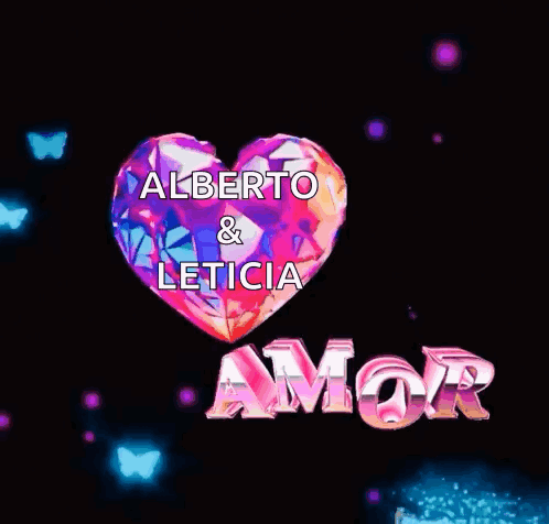 A Heart With Alberto And Leticia Written On It GIF