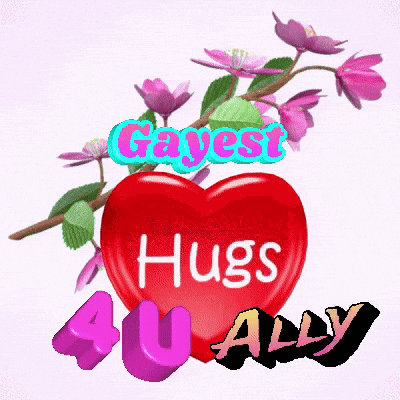 A Heart With The Words Gayest Hugs Au Ally On It GIF
