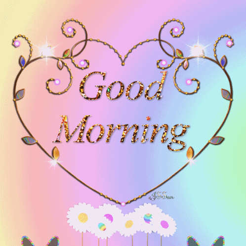 A Heart With The Words Good Morning Surrounded By Butterflies GIF