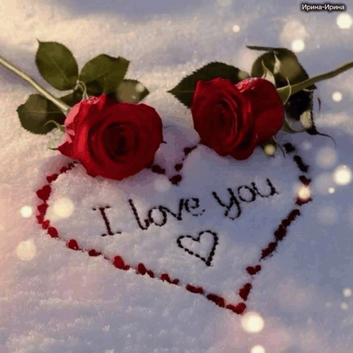 A Heart With The Words I Love You Written In The Snow GIF