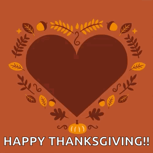 A Heart With The Words Thankful For You Surrounded By Leaves And Pumpkins GIF