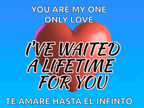 a heart with the words " you are my one only love i 've waited a lifetime for you " on it