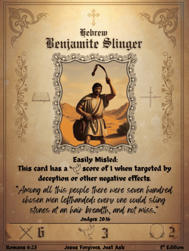 A Hebrew Benjamine Slinger Card With A Picture Of A Man GIF