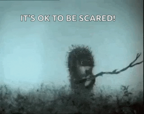 A Hedgehog Is Holding A Branch In Its Mouth And Saying `` It 'S Ok To Be Scared ! '' GIF