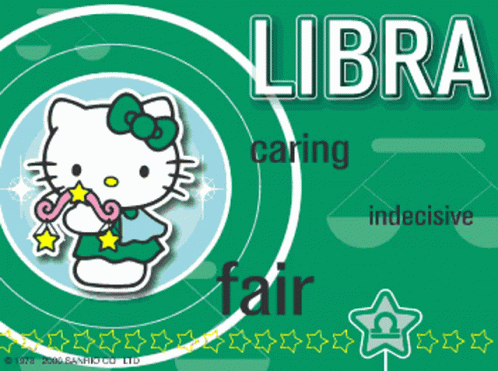 A Hello Kitty Sign That Says Libra Caring Indecisive And Fair GIF