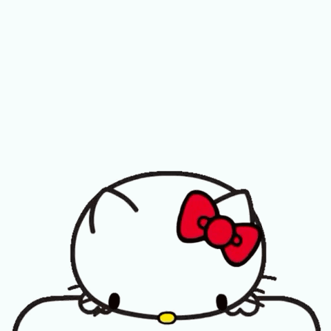 A Hello Kitty Sleeping On A Pink Blanket With The Words Good Night Written Above Her GIF