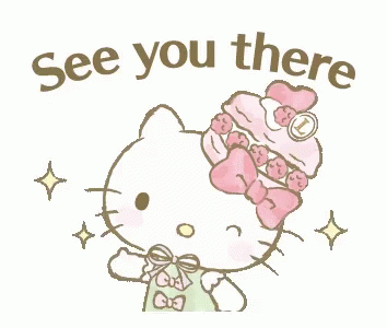 A Hello Kitty Sticker With The Words `` See You There '' On It GIF