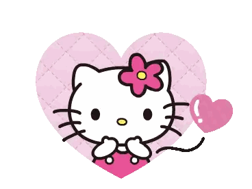 a hello kitty with a flower on her head is in a heart