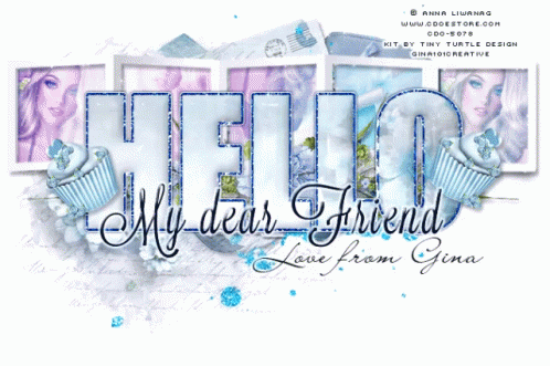 A Hello My Dear Friend Love From Gina Sign GIF