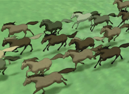 A Herd Of Horses Running In A Field GIF