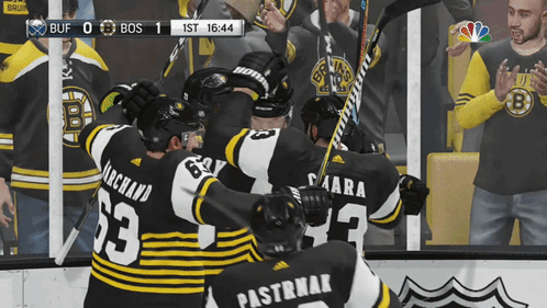 A Hockey Game Is Being Played Between The Bruins And Bos GIF