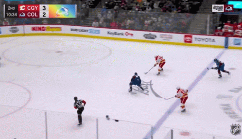 A Hockey Game Is Being Played Between The Cgy And Col Team GIF