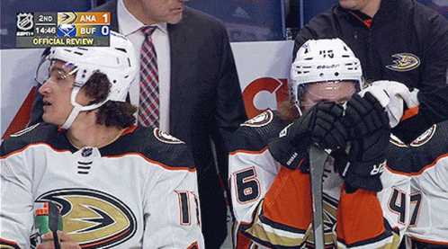 A Hockey Game Is Being Played Between The Ducks And The Buf GIF