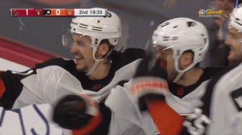 A Hockey Game Is Being Played Between The Philadelphia Flyers And The Toronto Maple Leafs GIF