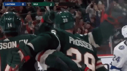 A Hockey Game Is Being Played Between The Wild And Lightning GIF
