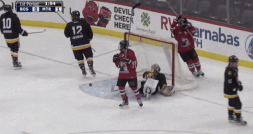 A Hockey Game Is Being Played With A Devils Check Here Banner In The Background GIF