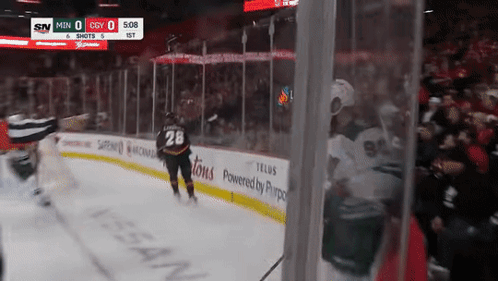 A Hockey Game Is Being Played With A Score Of 0 To 1 GIF