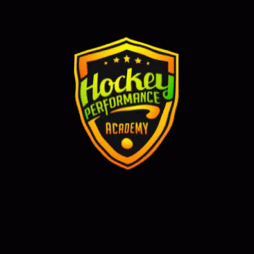 A Hockey Performance Academy Logo With A Hockey Stick And Ball GIF