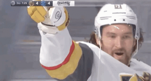 A Hockey Player Celebrates A Goal During A Game Between The Golden Knights And The Blue Jackets GIF