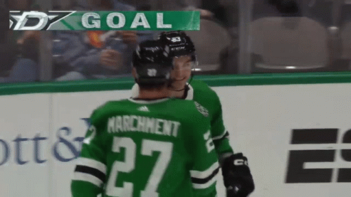 A Hockey Player In A Green Jersey With The Number 27 GIF