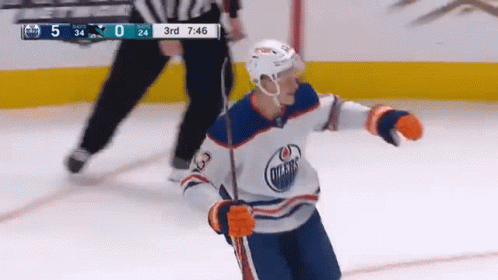 A Hockey Player In An Edmonton Oilers Jersey GIF