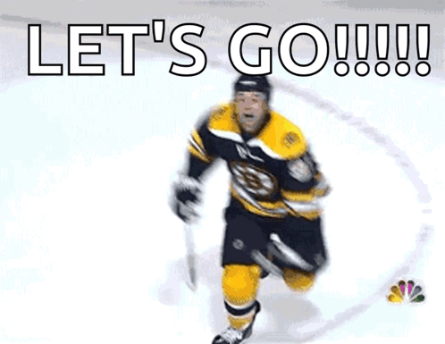 A Hockey Player Says Let 'S Go !!! While Holding A Stick GIF