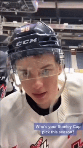 A Hockey Player Wearing A Helmet That Says Ccm GIF