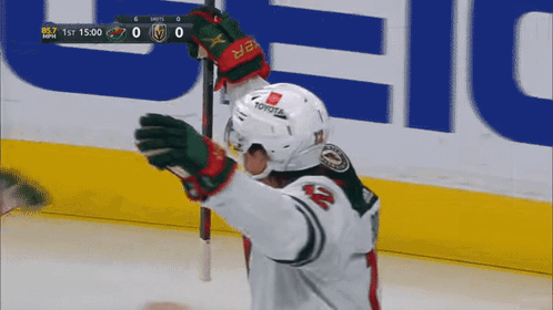 A Hockey Player Wearing A Helmet That Says Toyota GIF