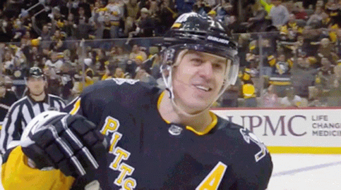 A Hockey Player Wearing A Jersey That Says Pittsburgh GIF