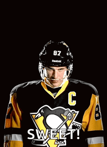 A Hockey Player Wearing A Jersey That Says Sweet On It GIF