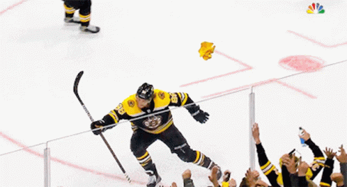 A Hockey Player Wearing A Jersey With A B On It GIF