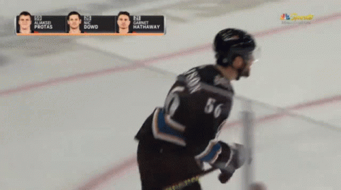 A Hockey Player Wearing A Jersey With The Number 56 On It GIF
