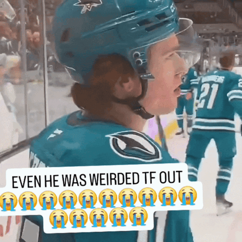 A Hockey Player Wearing A Number 21 Jersey GIF