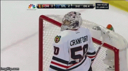 A Hockey Player With The Name Crawford On Their Jersey GIF