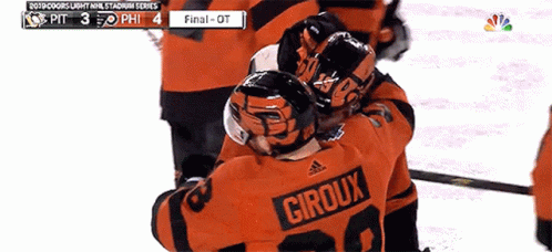 A Hockey Player With The Name Giroux On His Jersey GIF