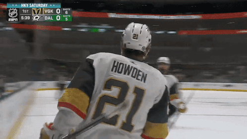 A Hockey Player With The Name Howden On His Back GIF