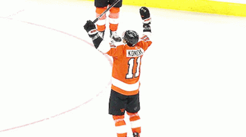 A Hockey Player With The Name Koncny On His Back GIF