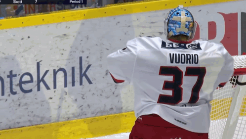 A Hockey Player With The Name Vuorio On His Jersey GIF