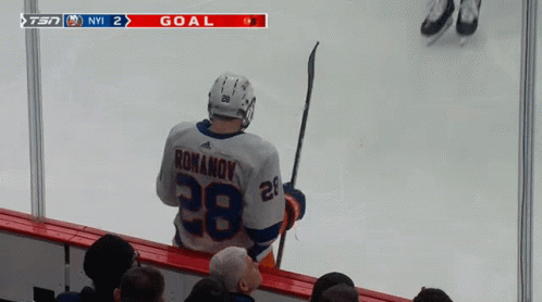 A Hockey Player With The Number 28 On His Jersey Stands On The Ice GIF