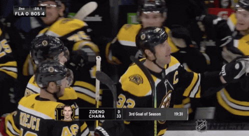 A Hockey Player With The Number 33 On His Jersey Is Celebrating His Goal GIF