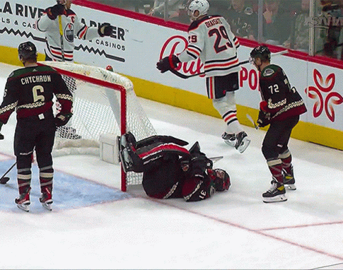 A Hockey Player With The Number 6 On His Back GIF