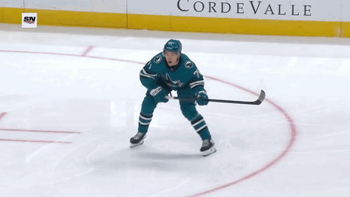 A Hockey Player With The Number 73 On Their Back GIF