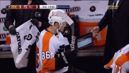 A Hockey Player With The Number 86 On His Shirt GIF