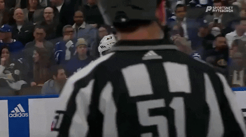 A Hockey Referee With The Number 51 On His Shirt GIF