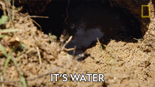 A Hole In The Ground With The Words " It 'S Water " Above It GIF
