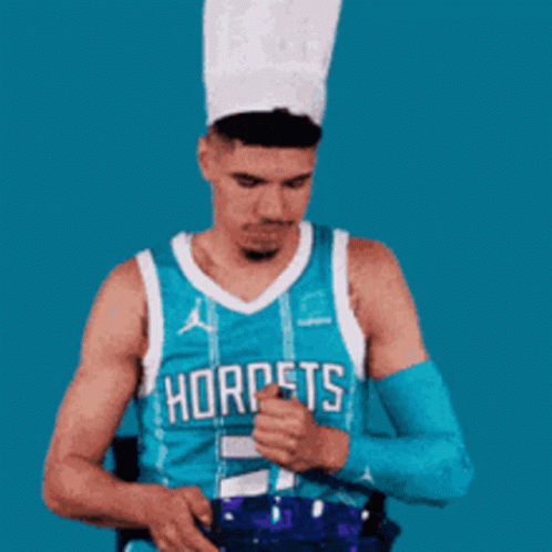 A Hornets Player Is Wearing A Chef Hat GIF