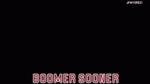 A Horse Drawn Carriage On A Football Field With The Words Boomer Sooner On The Bottom GIF