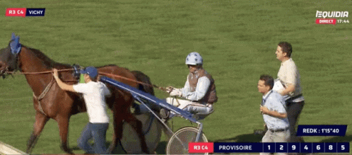 A Horse Drawn Carriage Race Is Being Shown On A Television Screen GIF