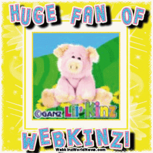 A Huge Fan Of Webkinz Is Shown With A Picture Of A Pig GIF